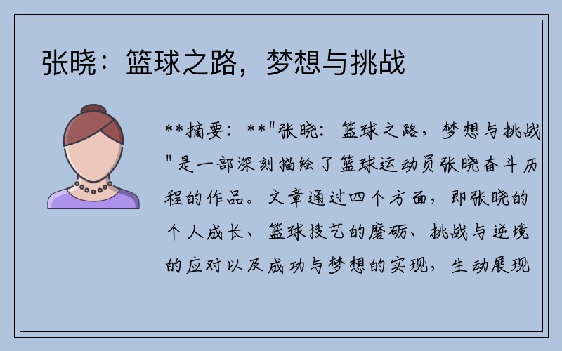 张晓：篮球之路，梦想与挑战